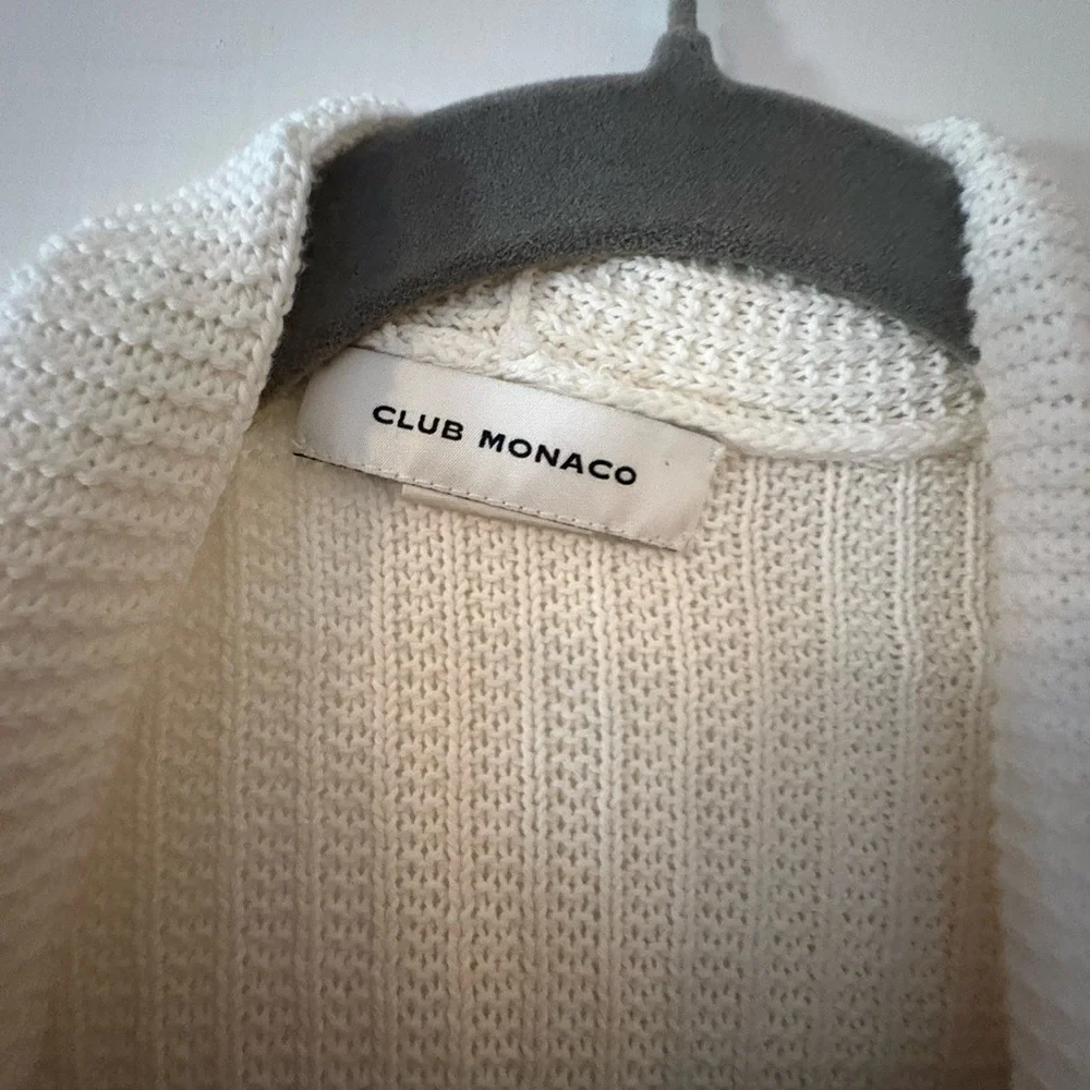 Club Monaco Cream Ribbed Open-Front Cardigan - Picture 2 of 4